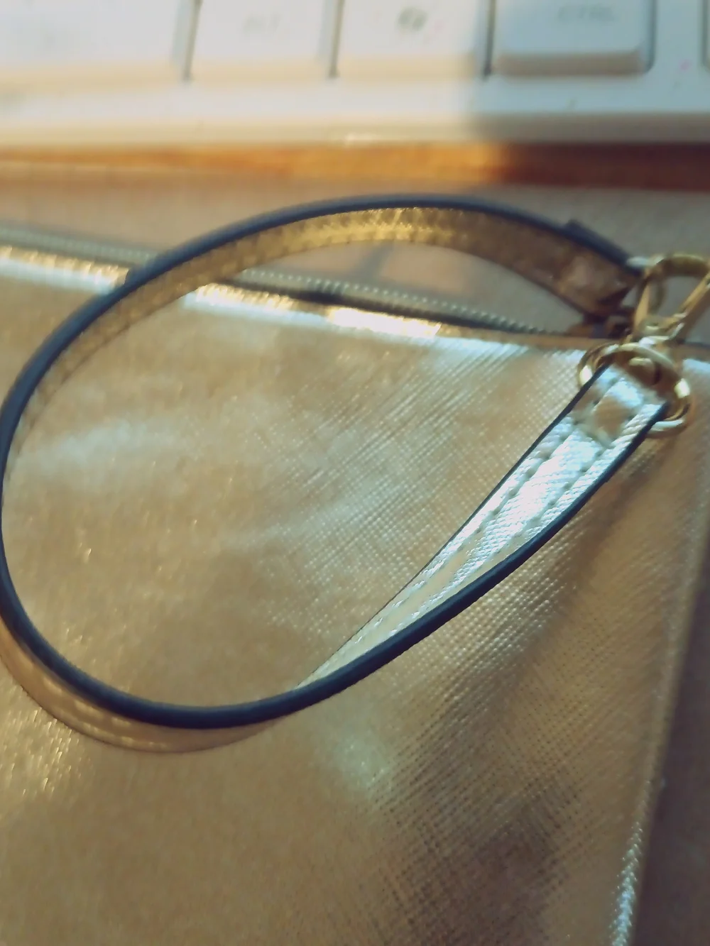 Victoria's Secret Gold Laser-Cut Wristlet Clutch